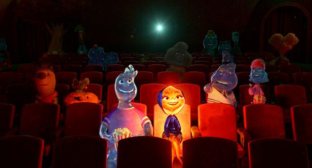 '엘리멘탈'의 한 장면. 울보이지만 현명한 남자 주인공 웨이드와 씩씩하지만 갈림길에 선 여자 주인공 앰버. ©2023 Disney/Pixar